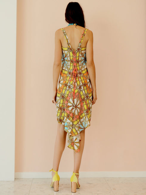 Chiara "Movie Colony" Robe en soie à imprimé technique